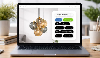 laptop with a lightinng fixture and product type selector